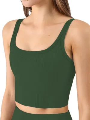 Chilylori Women's Seamless Sports Bra Workout Crop Top Ribbed Padded Longline Wirefree Medium Support Tank Tops Fitness
