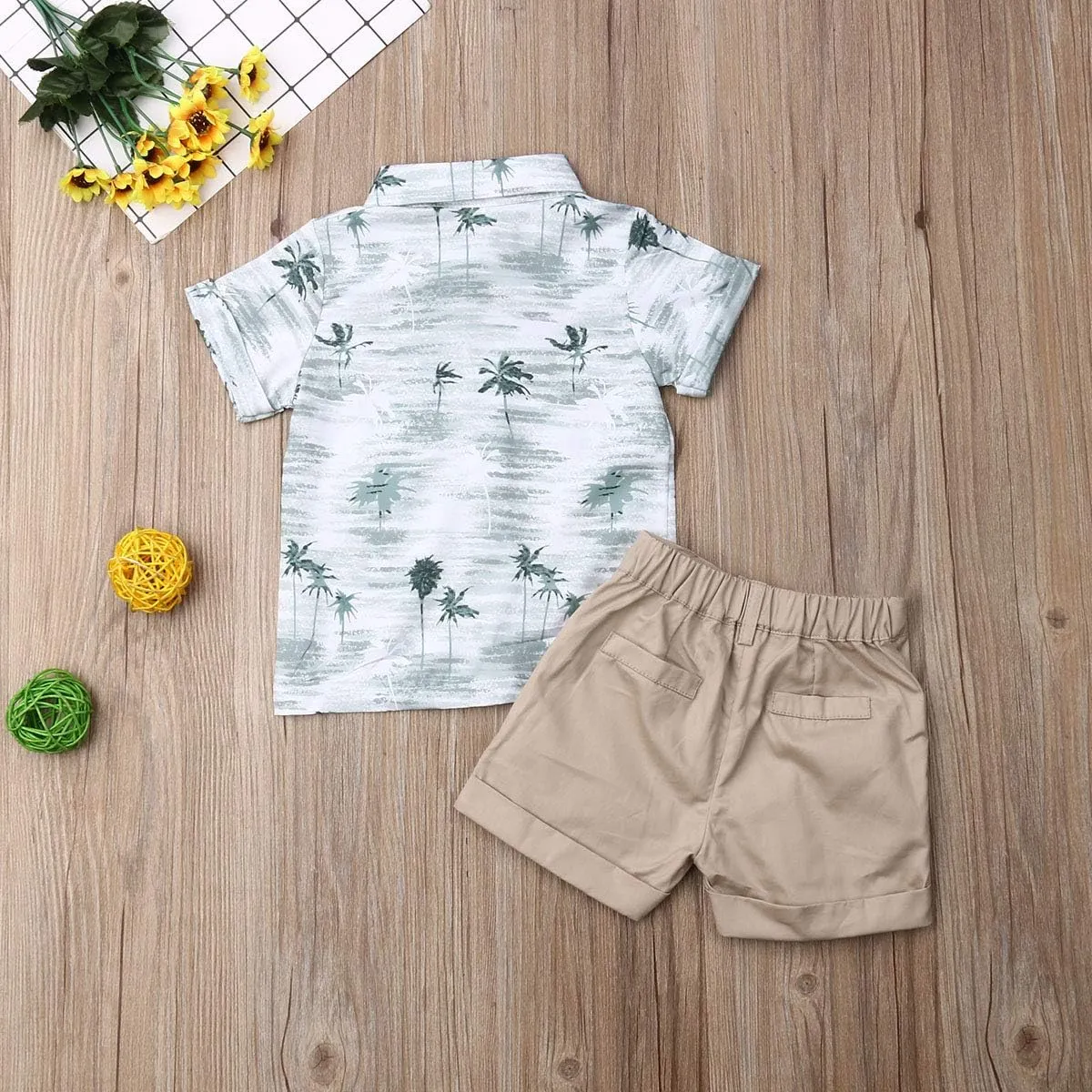 CIYCUIT Toddler Baby Boys Summer Print Shirt Outfits Clothes Short Sleeve Button Down Tops   Shorts Set