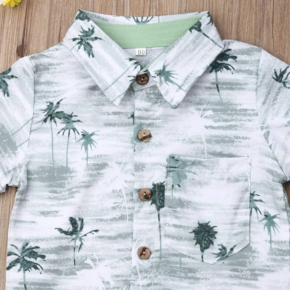 CIYCUIT Toddler Baby Boys Summer Print Shirt Outfits Clothes Short Sleeve Button Down Tops   Shorts Set