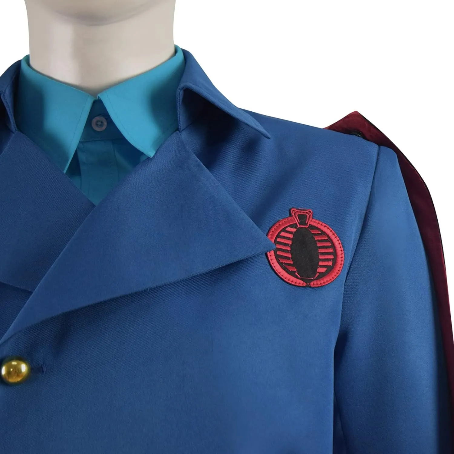 Cobra Commander Costume Adult Blue Uniform Jacket Pants Cloak with Belt for Halloween Cosplay