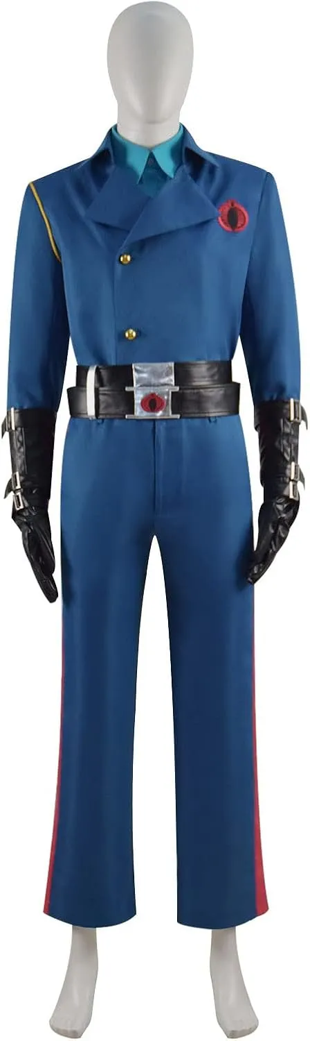 Cobra Commander Costume Adult Blue Uniform Jacket Pants Cloak with Belt for Halloween Cosplay