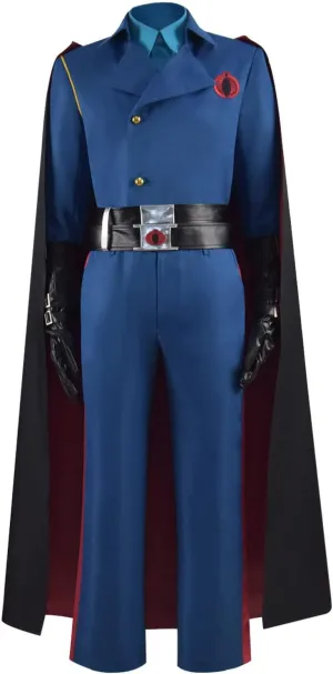 Cobra Commander Costume Adult Blue Uniform Jacket Pants Cloak with Belt for Halloween Cosplay