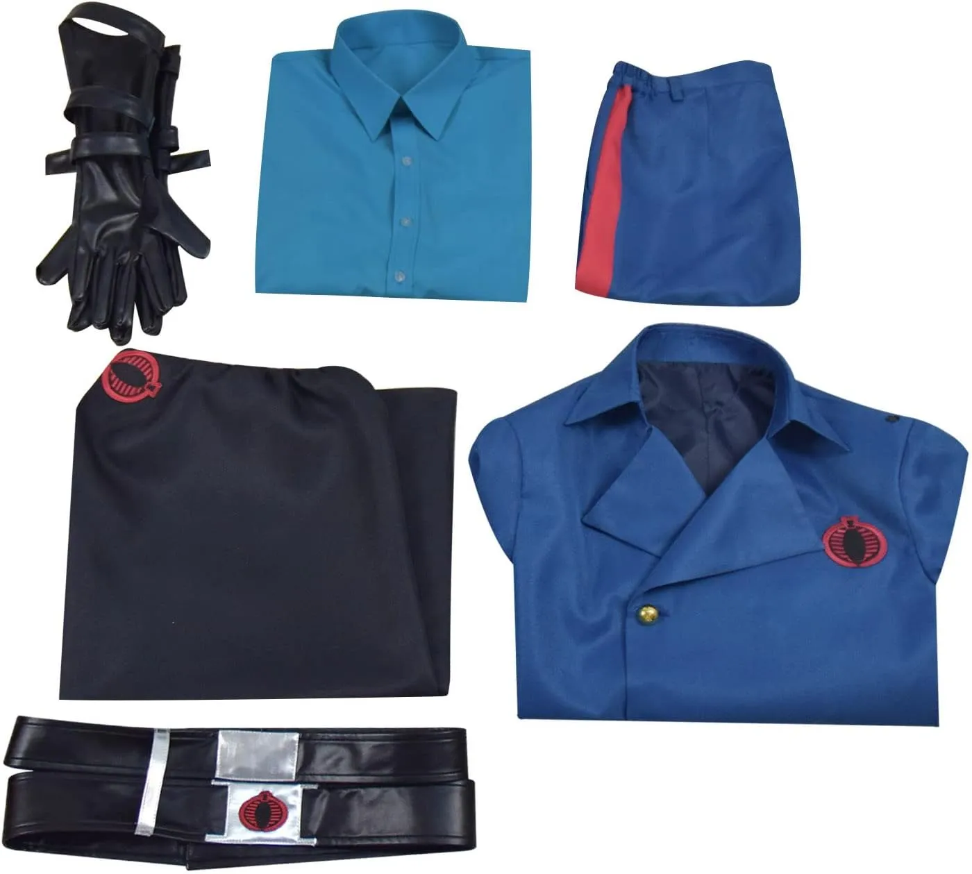 Cobra Commander Costume Adult Blue Uniform Jacket Pants Cloak with Belt for Halloween Cosplay