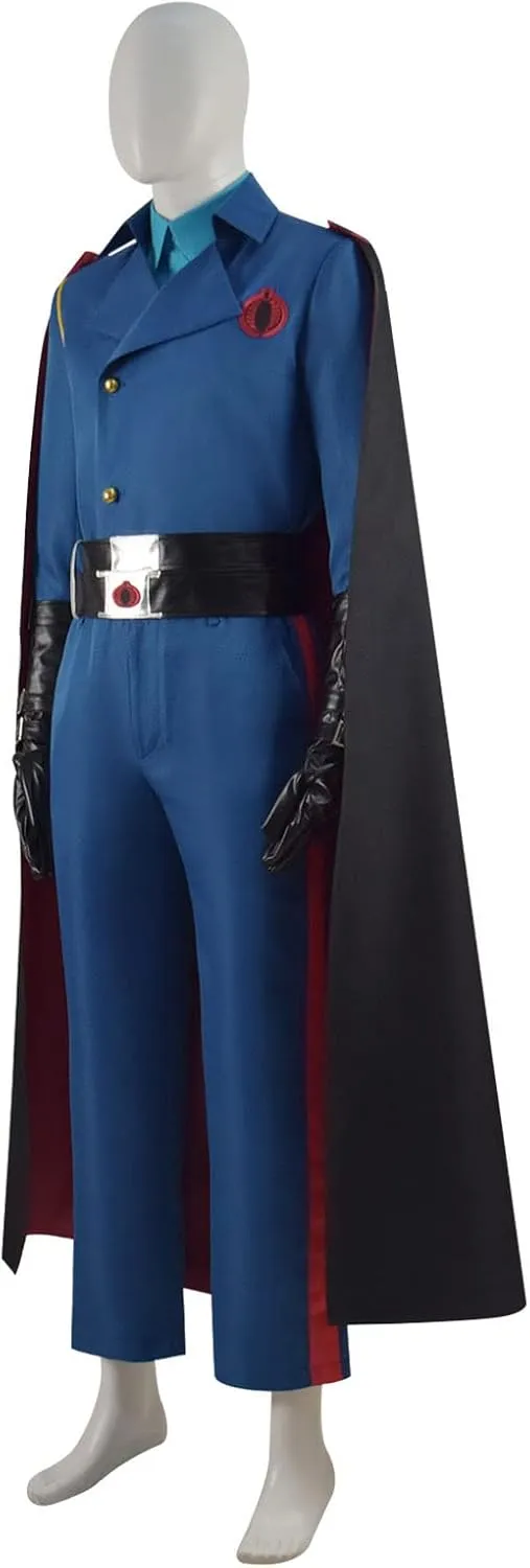 Cobra Commander Costume Adult Blue Uniform Jacket Pants Cloak with Belt for Halloween Cosplay