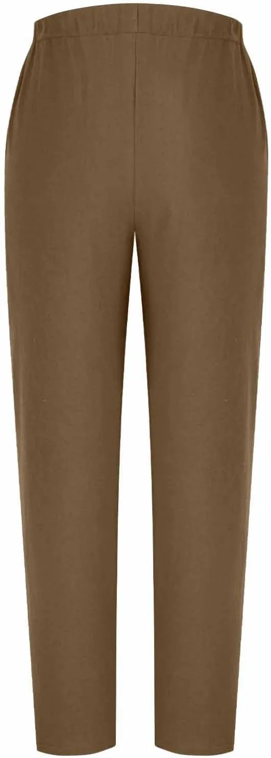 Cotton Linen Pants for Women Wide Leg Flowy Pants Summer Vacation Outfits Drawstring Elastic Waisted Trousers