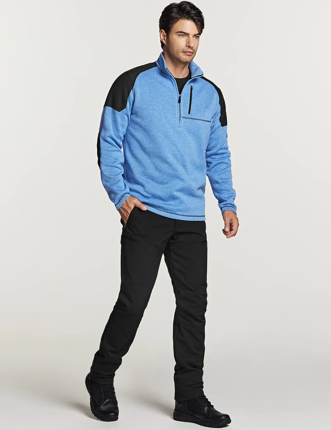 CQR Men's Thermal Fleece Half Zip Pullover, Winter Outdoor Warm Sweater, Lightweight Long Sleeve Sweatshirt