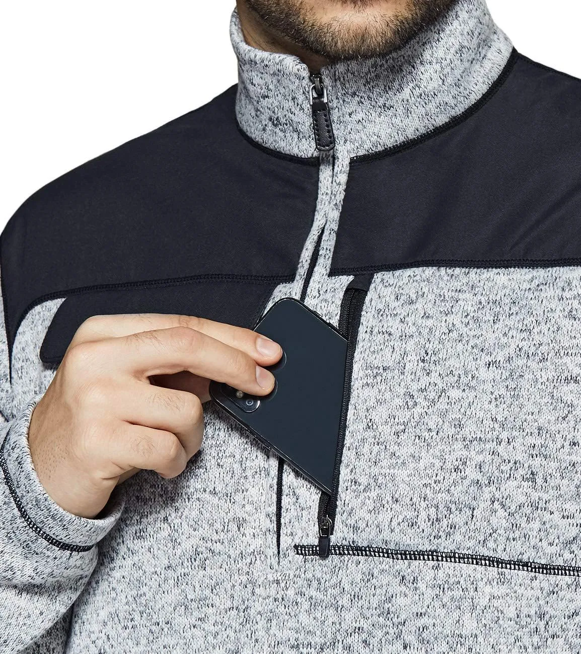 CQR Men's Thermal Fleece Half Zip Pullover, Winter Outdoor Warm Sweater, Lightweight Long Sleeve Sweatshirt