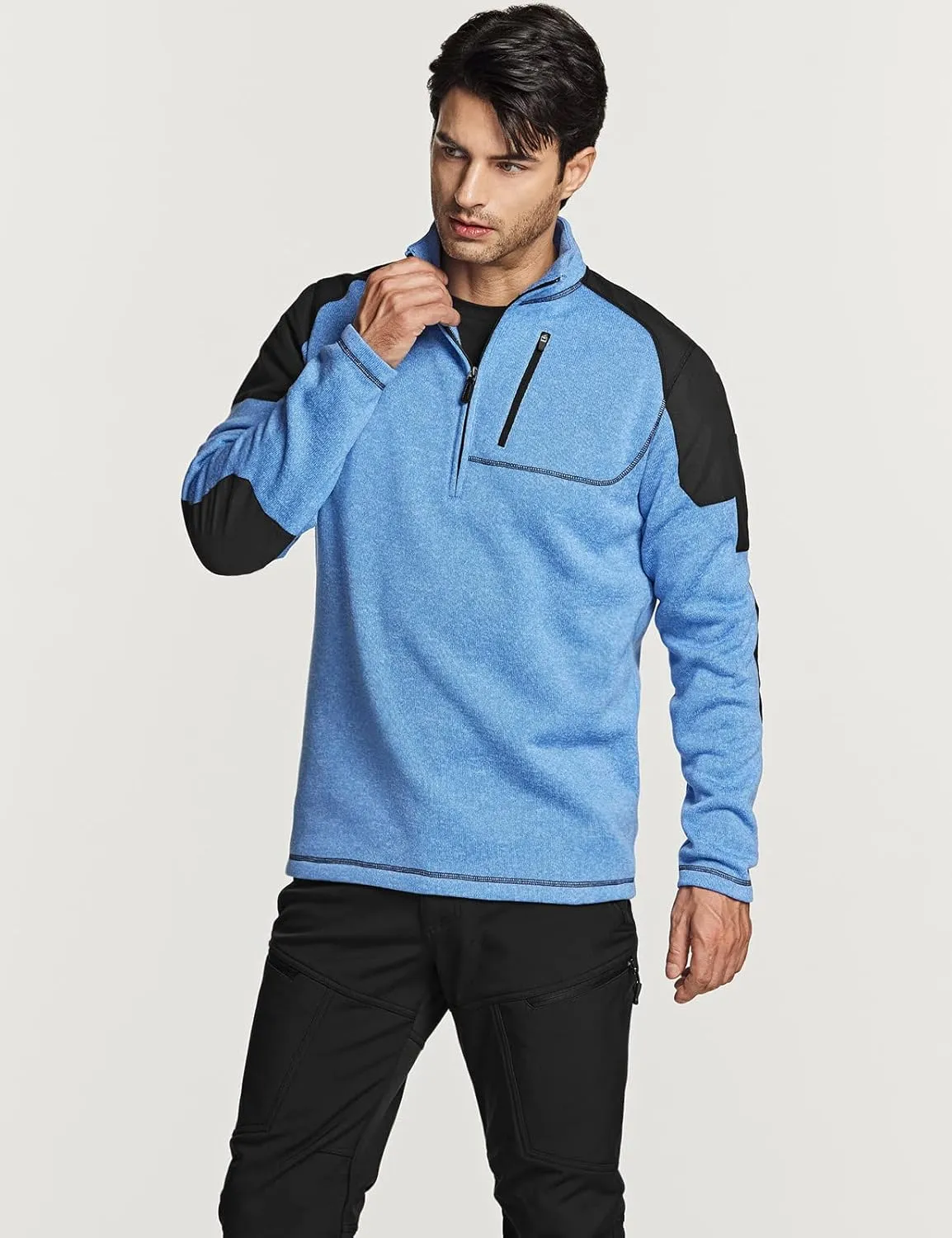 CQR Men's Thermal Fleece Half Zip Pullover, Winter Outdoor Warm Sweater, Lightweight Long Sleeve Sweatshirt