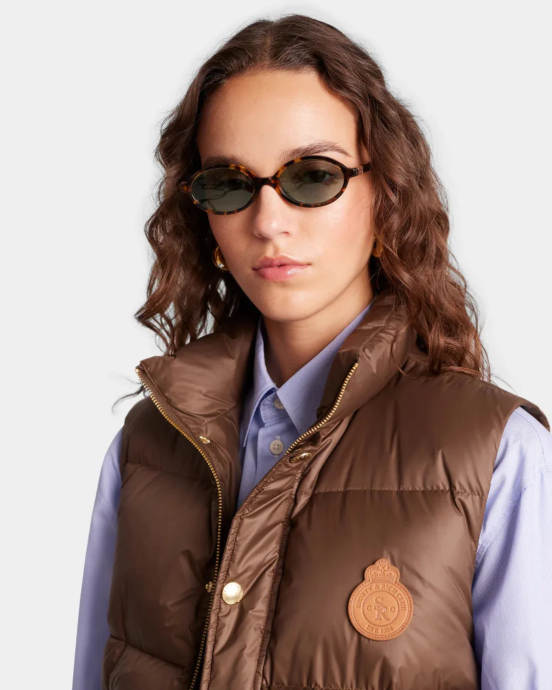 Crown Puffer Vest  - Chocolate