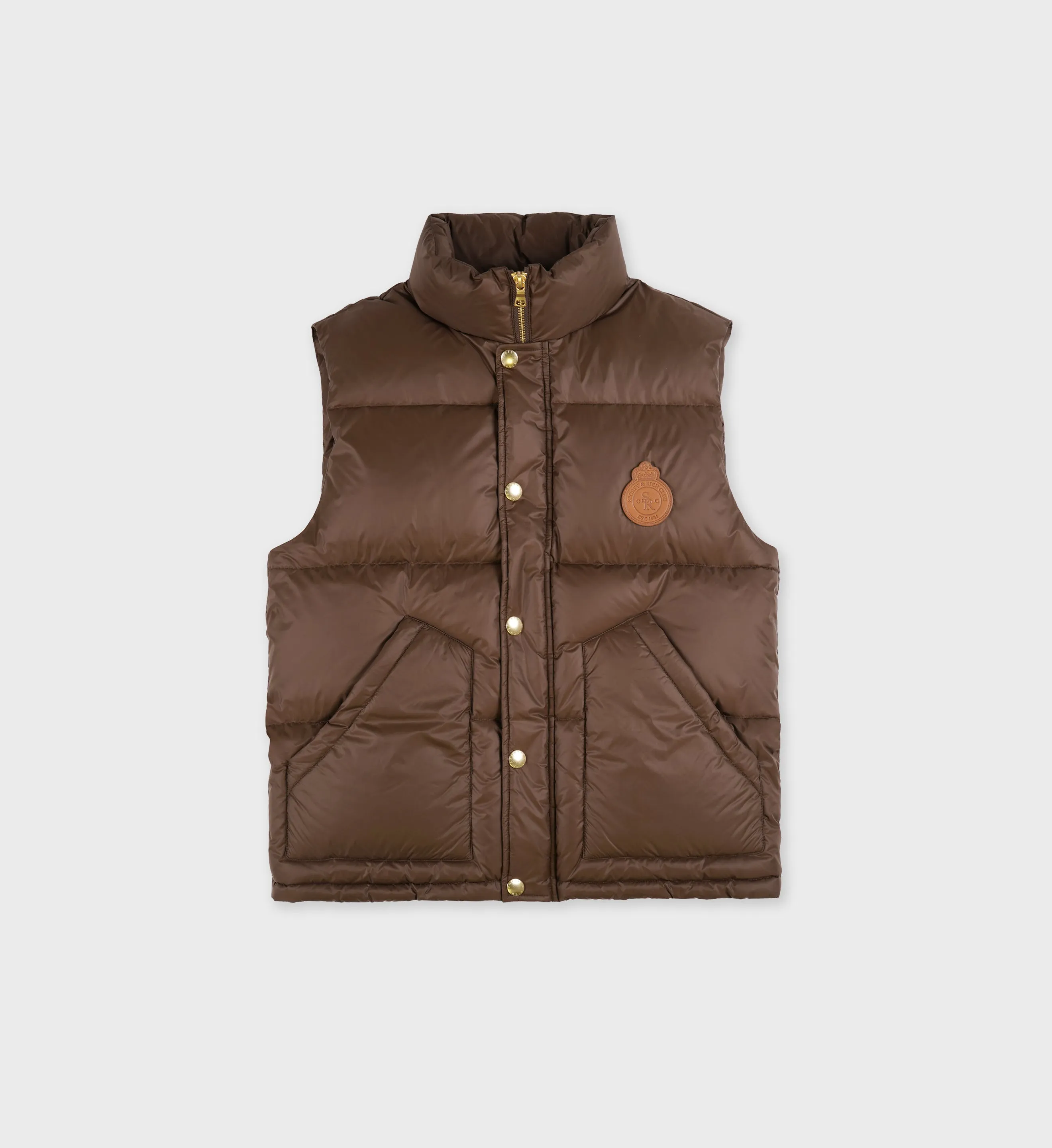 Crown Puffer Vest  - Chocolate