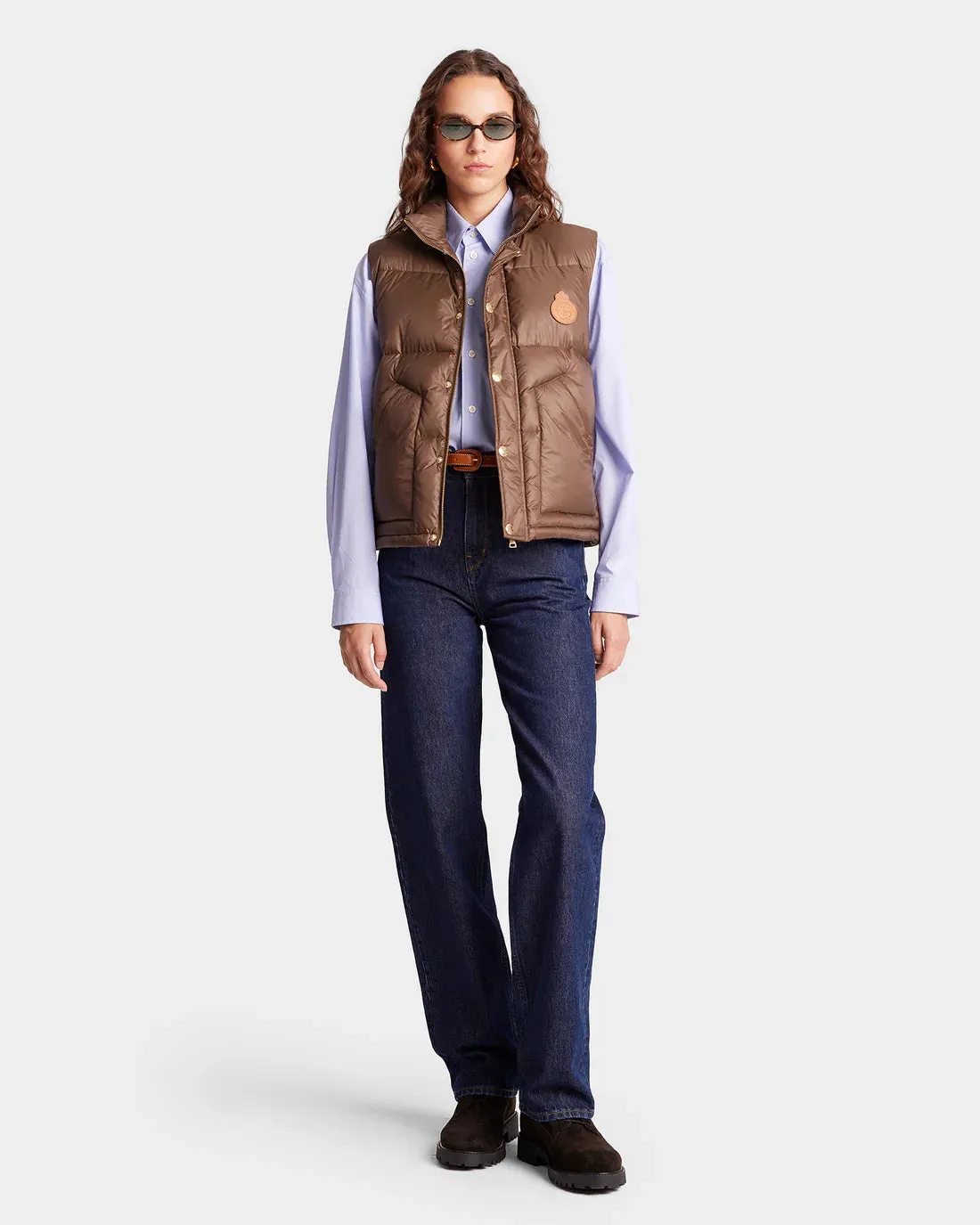 Crown Puffer Vest  - Chocolate