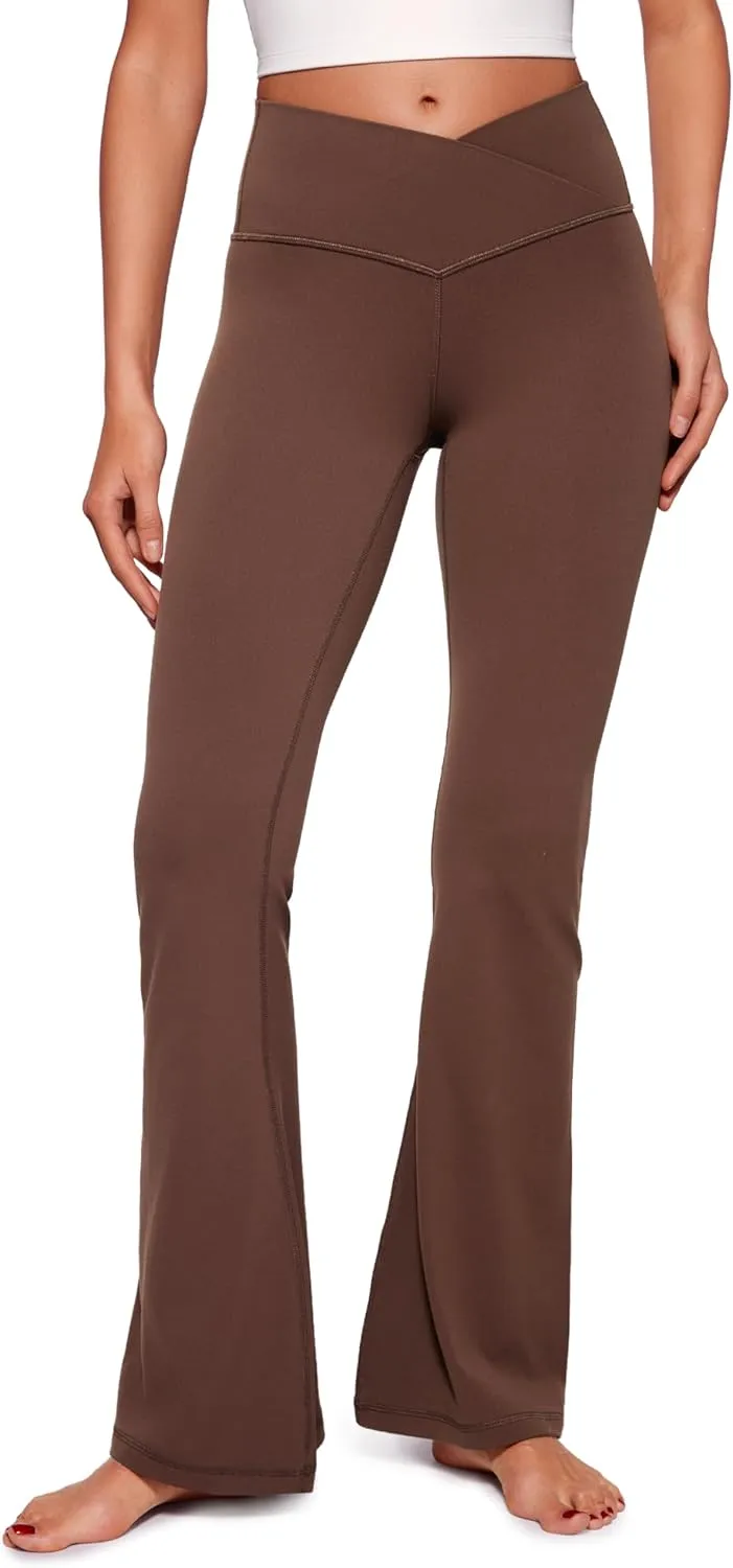 CRZ YOGA Butterluxe Crossover Flare Leggings for Women 31" - High Waist V Cross Bootcut Bell Bottoms Tummy Control Yoga Pants