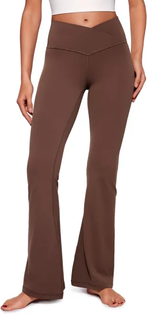 CRZ YOGA Butterluxe Crossover Flare Leggings for Women 31" - High Waist V Cross Bootcut Bell Bottoms Tummy Control Yoga Pants