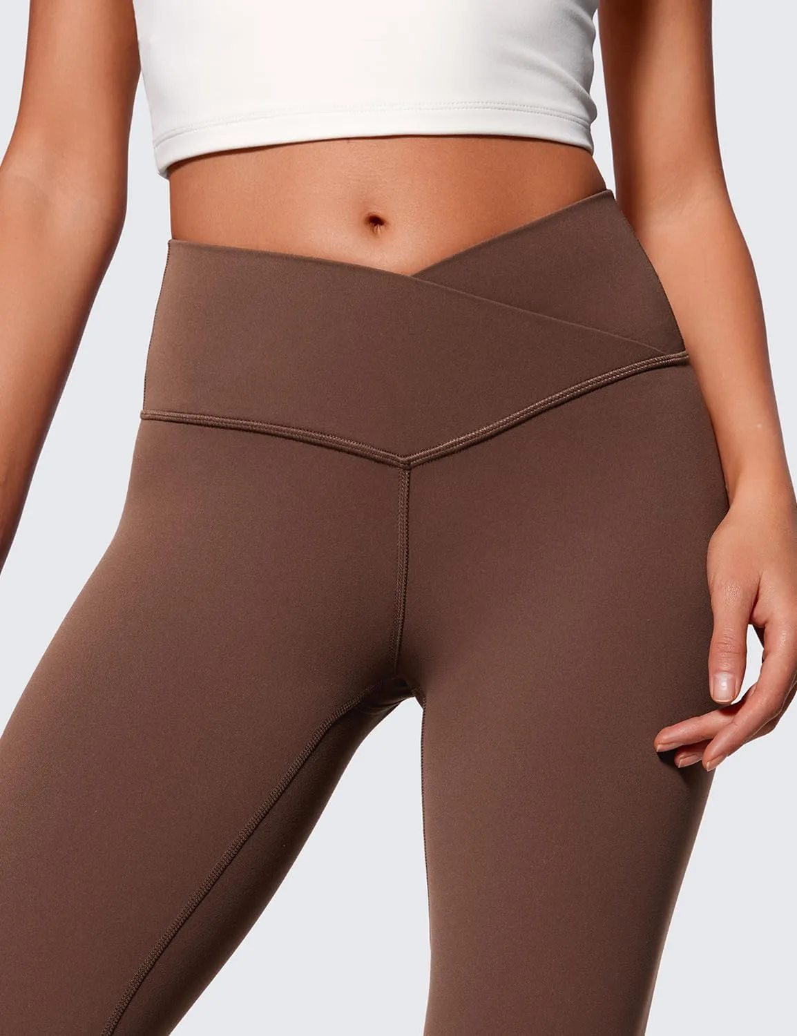CRZ YOGA Butterluxe Crossover Flare Leggings for Women 31" - High Waist V Cross Bootcut Bell Bottoms Tummy Control Yoga Pants