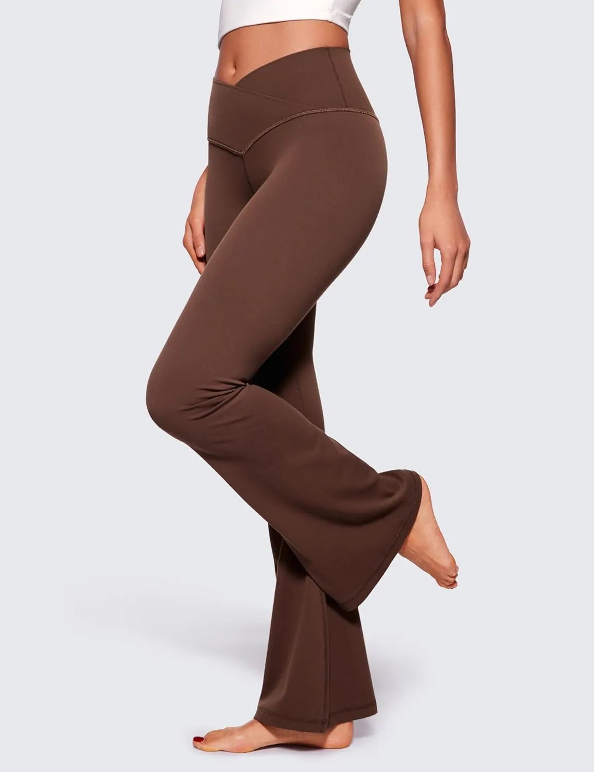 CRZ YOGA Butterluxe Crossover Flare Leggings for Women 31" - High Waist V Cross Bootcut Bell Bottoms Tummy Control Yoga Pants