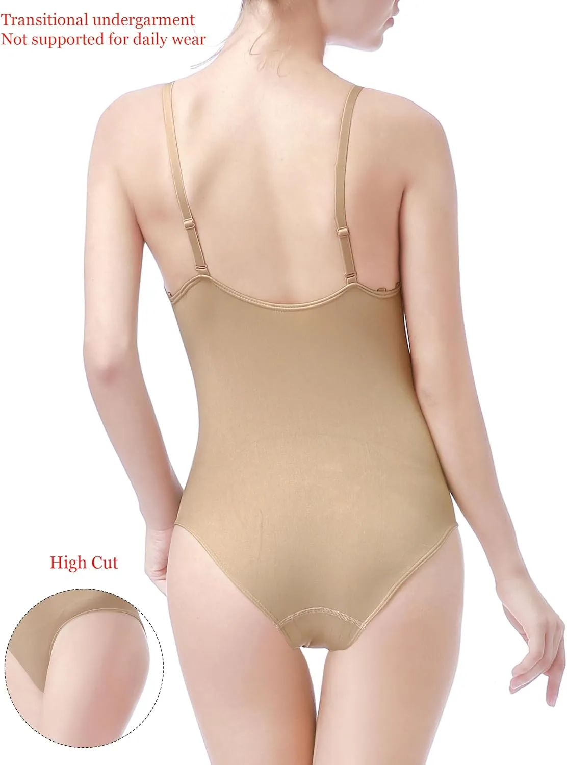 DANSHOW Women and Girls Nude Seamless Camisole Undergarment Leotard with Transition Straps