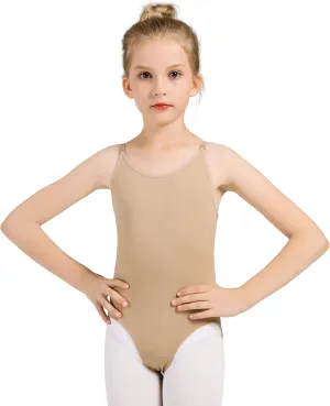 DANSHOW Women and Girls Nude Seamless Camisole Undergarment Leotard with Transition Straps
