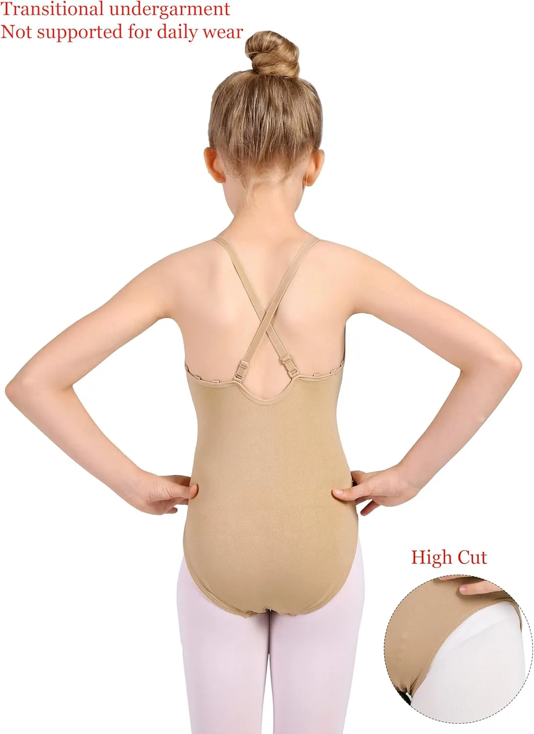 DANSHOW Women and Girls Nude Seamless Camisole Undergarment Leotard with Transition Straps