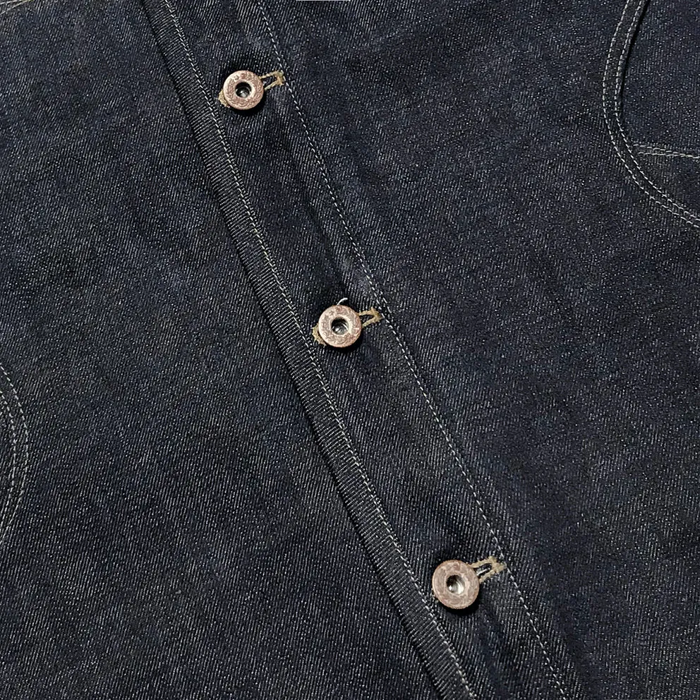DDL 320-BRETT OV REGULAR FIT 6 POCKET CONE DENIM ORGANIC COTTON VEST-12.75oz-RAW INDIGO