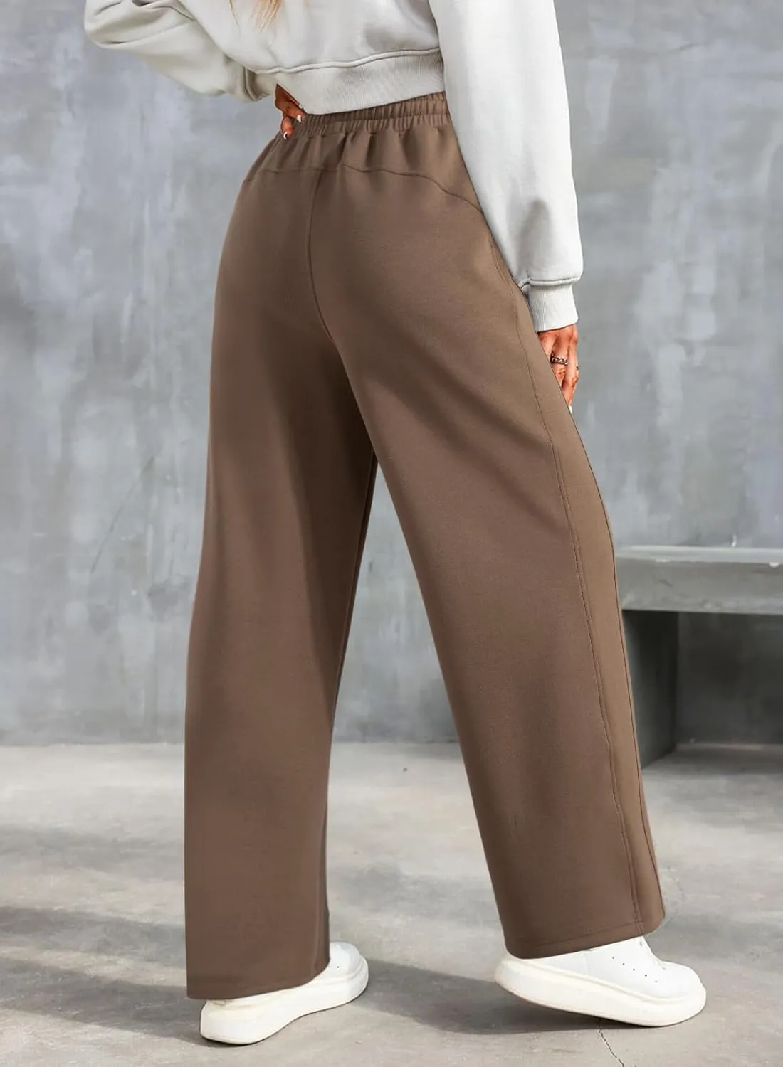 Dokotoo Women's Wide Leg Pants 2024 Flowy Casual Pants Straight Leg Elastic Waisted Stretch Palazzo Pants