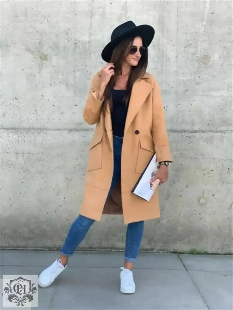 Double Breasted Closure Casual Coat