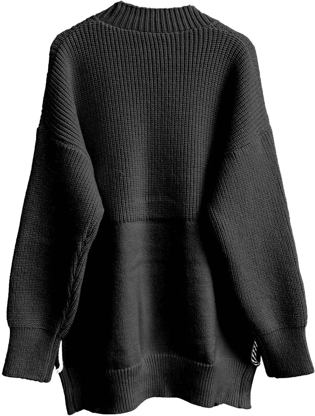 ebossy Women's Spliced Denim Pockets Knit Cardigan Button Down Slouchy Stripe Sweater Outwear