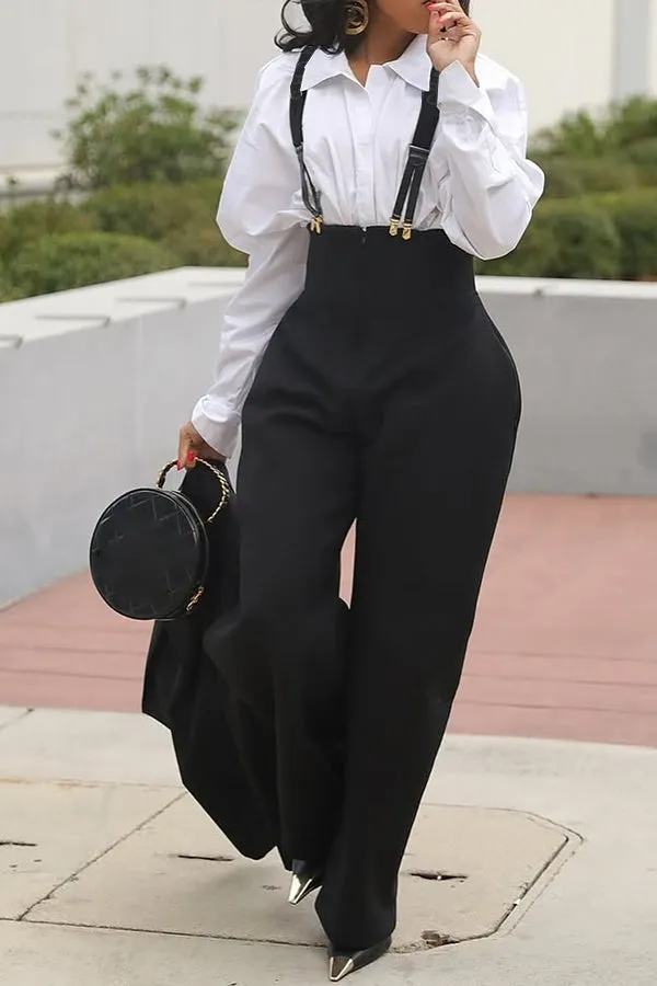 Fashion Shirt & Tummy-Control Overalls Set