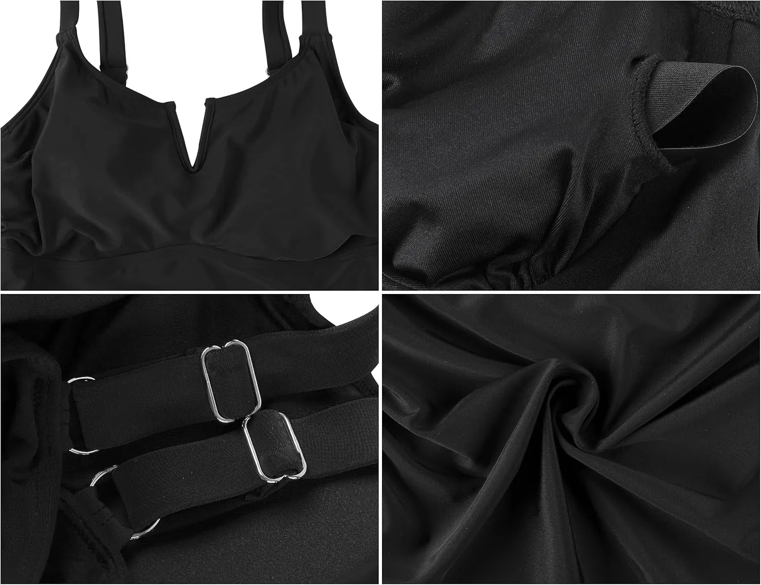 Firpearl Women Underwire Tankini Top Only V Wire Modest Swimsuits Ruched Tummy Control Bathing Suit Tops