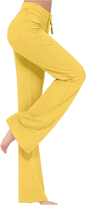 Flare Yoga Pants for Women Casual High Waist Drawstring Workout Bootcut Leggings Tummy Control Trousers for Running