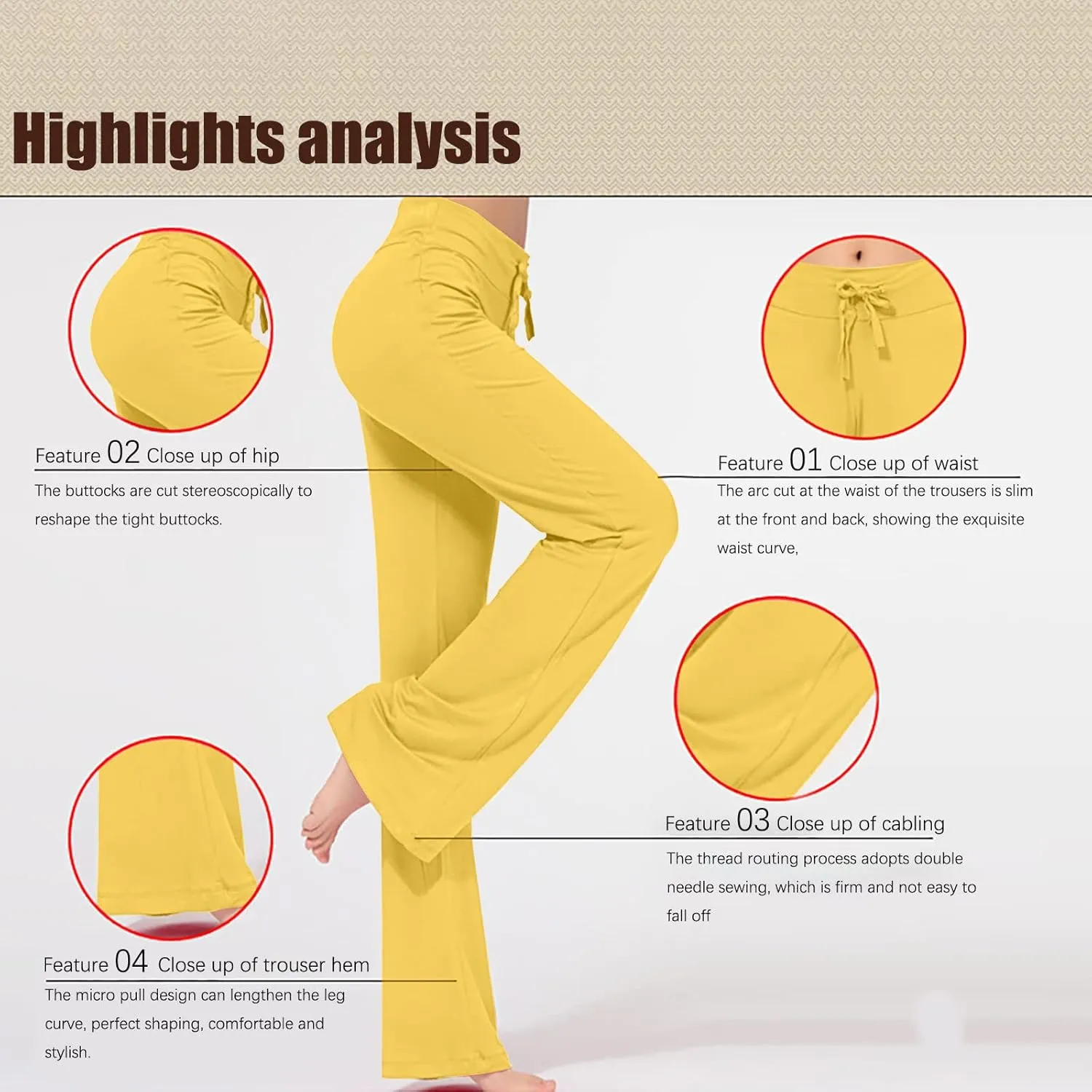 Flare Yoga Pants for Women Casual High Waist Drawstring Workout Bootcut Leggings Tummy Control Trousers for Running