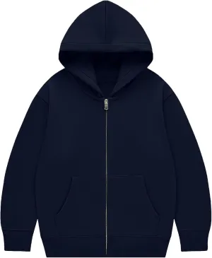 Flygo Unisex Boys Girls Hoodie Sweatshirt Full Zip Up Casual Long Sleeve Solid Jacket Kids Lightweight Outwear with Pockets