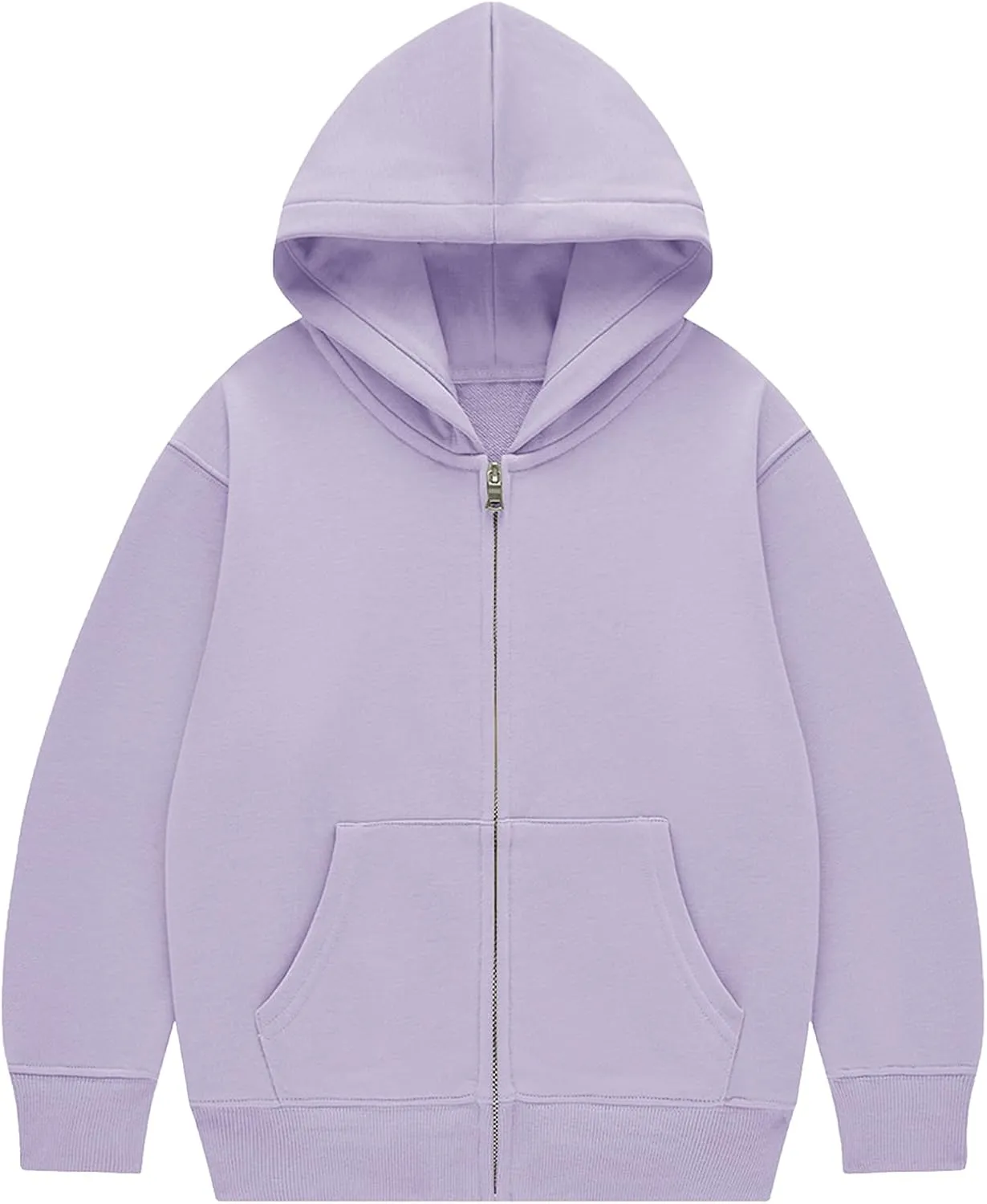 Flygo Unisex Boys Girls Hoodie Sweatshirt Full Zip Up Casual Long Sleeve Solid Jacket Kids Lightweight Outwear with Pockets