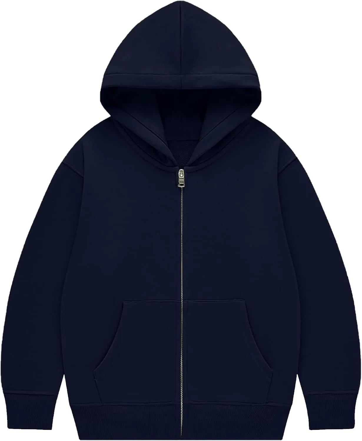 Flygo Unisex Boys Girls Hoodie Sweatshirt Full Zip Up Casual Long Sleeve Solid Jacket Kids Lightweight Outwear with Pockets