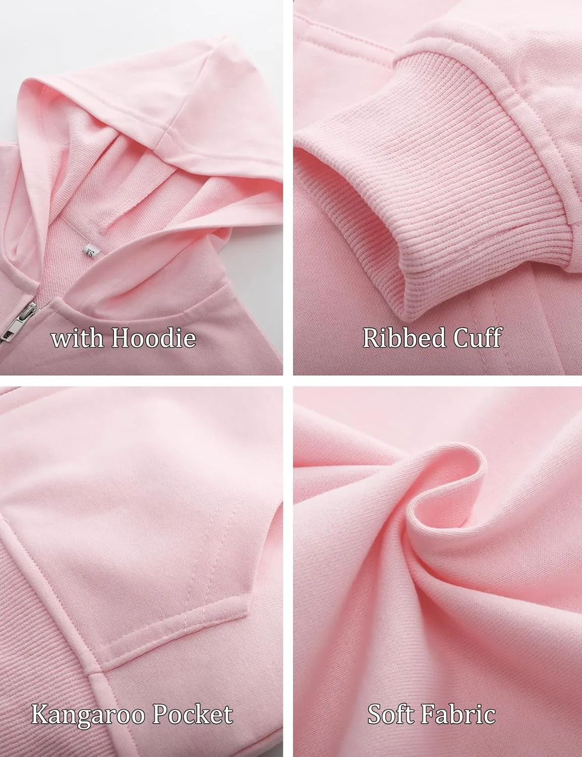 Flygo Unisex Boys Girls Hoodie Sweatshirt Full Zip Up Casual Long Sleeve Solid Jacket Kids Lightweight Outwear with Pockets