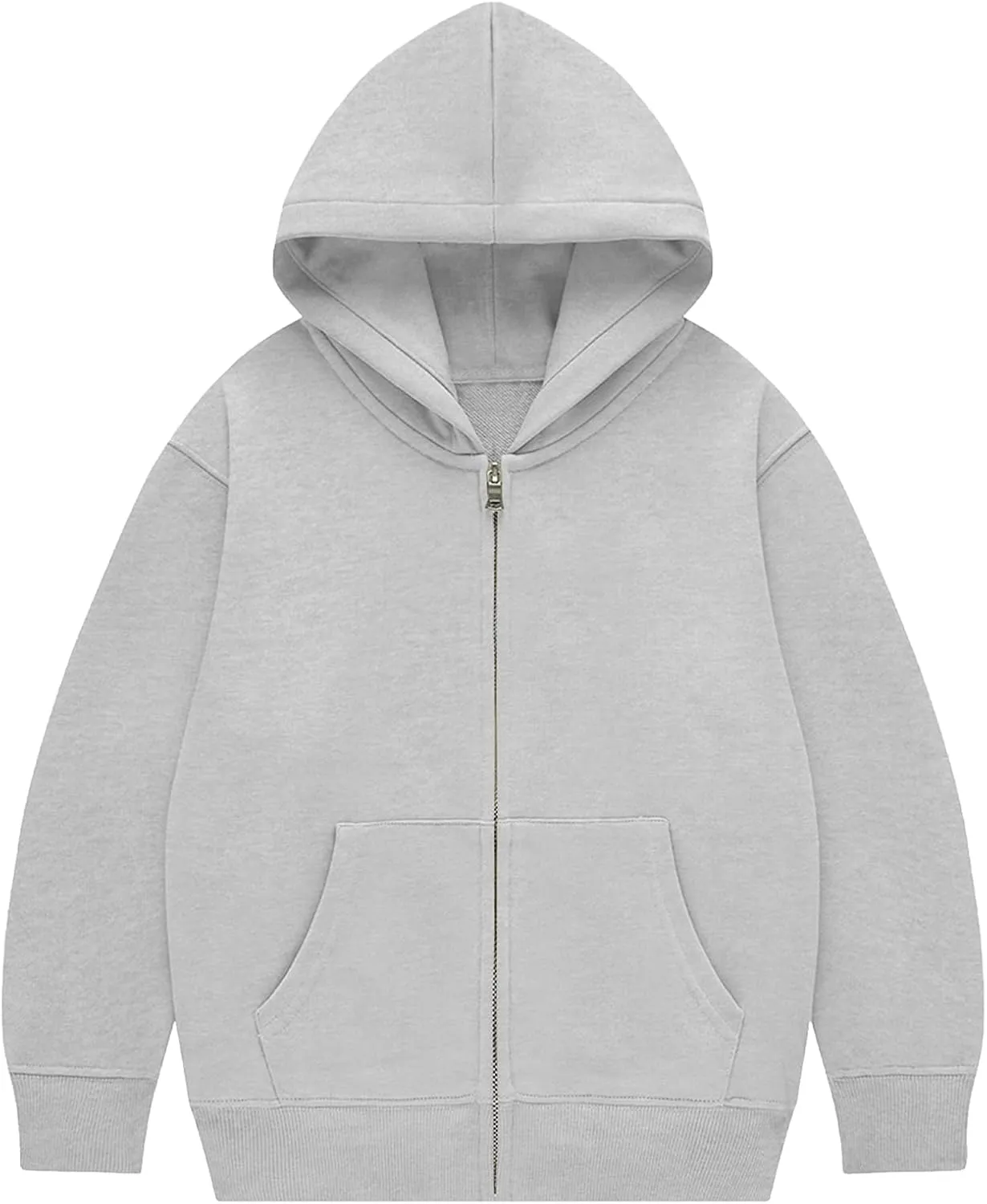 Flygo Unisex Boys Girls Hoodie Sweatshirt Full Zip Up Casual Long Sleeve Solid Jacket Kids Lightweight Outwear with Pockets