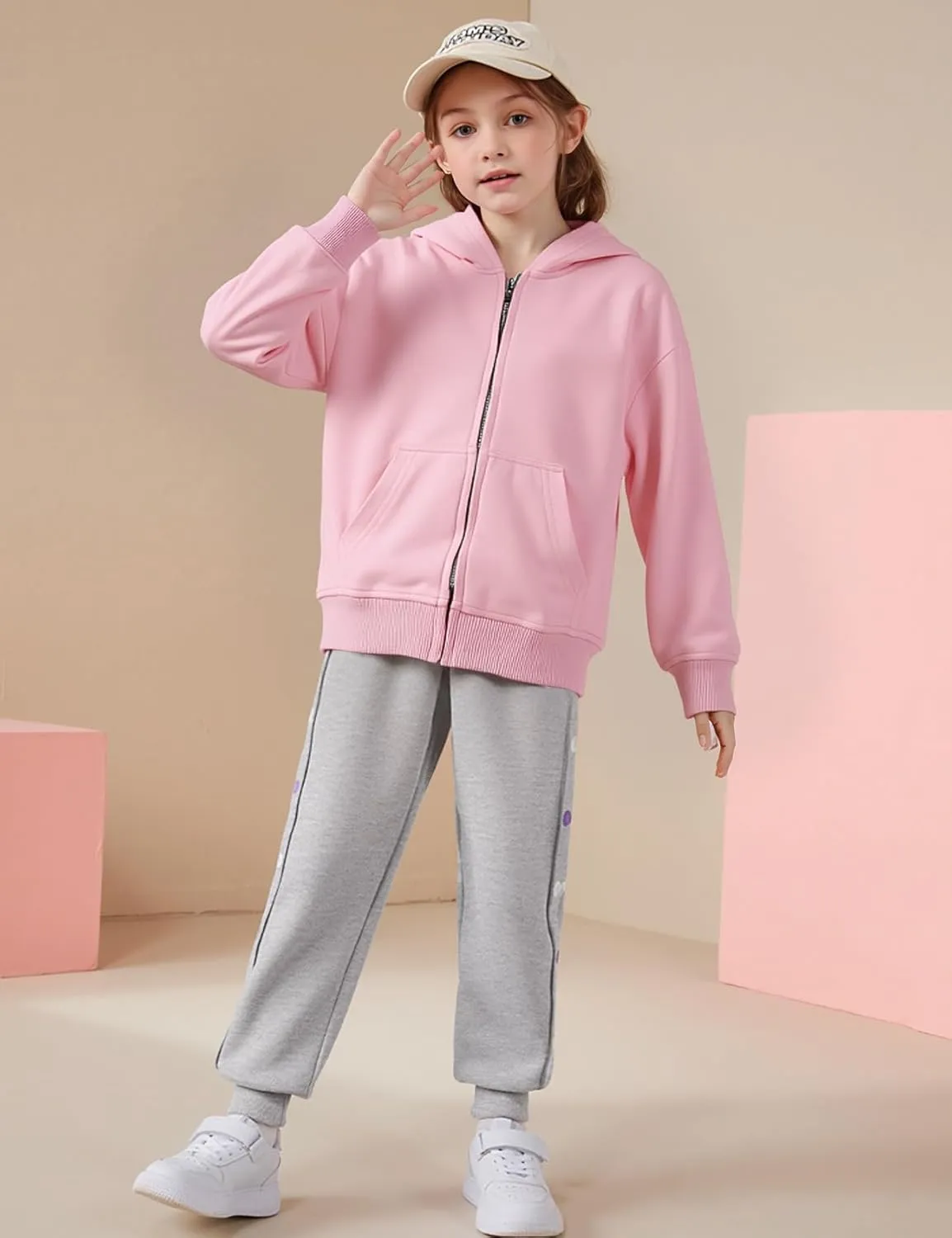 Flygo Unisex Boys Girls Hoodie Sweatshirt Full Zip Up Casual Long Sleeve Solid Jacket Kids Lightweight Outwear with Pockets