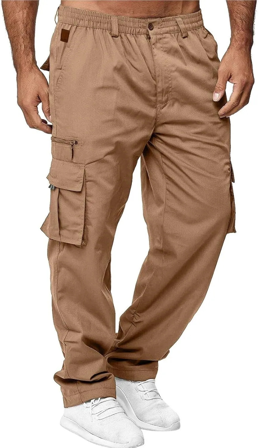 GIERIDUC Men's Lightweight Cargo Pants Sweatpants Athletic Running Fashion Trousers Drawstring Loose Fit Joggers with Pockets
