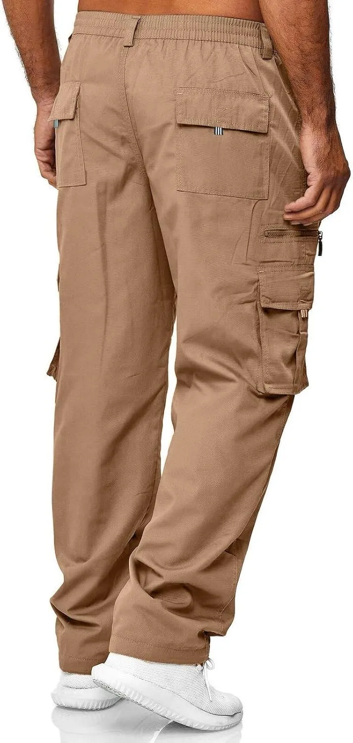 GIERIDUC Men's Lightweight Cargo Pants Sweatpants Athletic Running Fashion Trousers Drawstring Loose Fit Joggers with Pockets