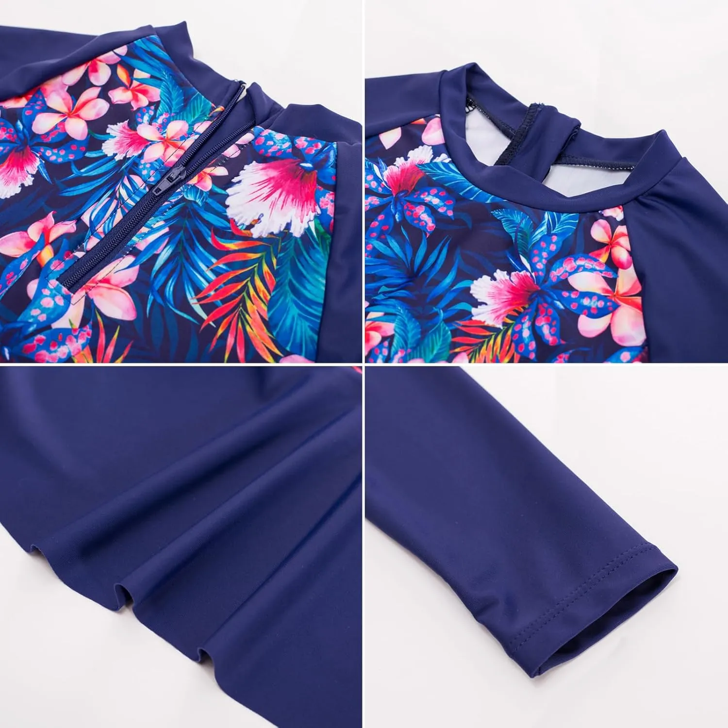 GRACE KARIN Girls Long Sleeve Swimsuit Mermaid Bathing Suit Rash Guard Swimwear 4 Piece Size 5-12