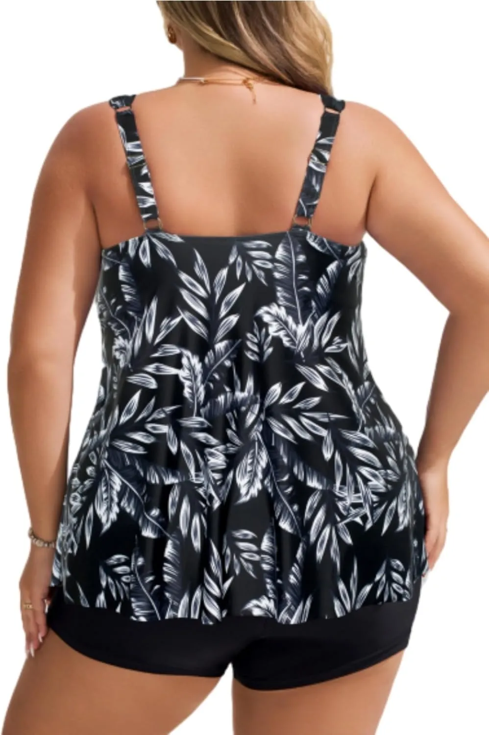 Hanna Nikole Womens Tankini Swimsuits 2 Piece Bathing Suit Flowy Ruffle Tankini Tops with Swim Shorts