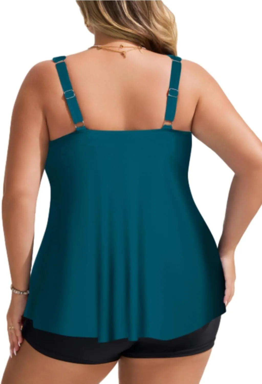 Hanna Nikole Womens Tankini Swimsuits 2 Piece Bathing Suit Flowy Ruffle Tankini Tops with Swim Shorts