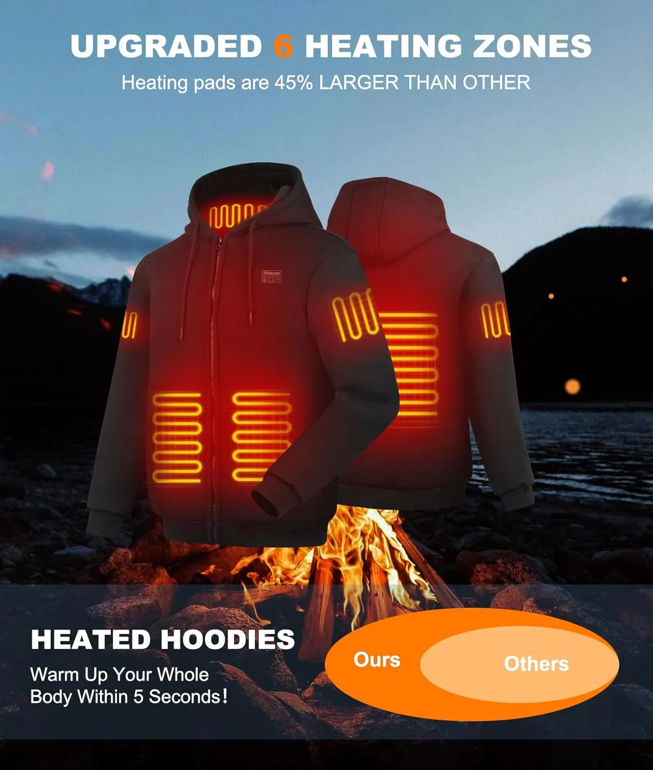 Heated Hoodie for Women with 7.4V 12000mAh Battery Pack, Upgraded Women Heated Sweatshirt with 6 Heating Zones