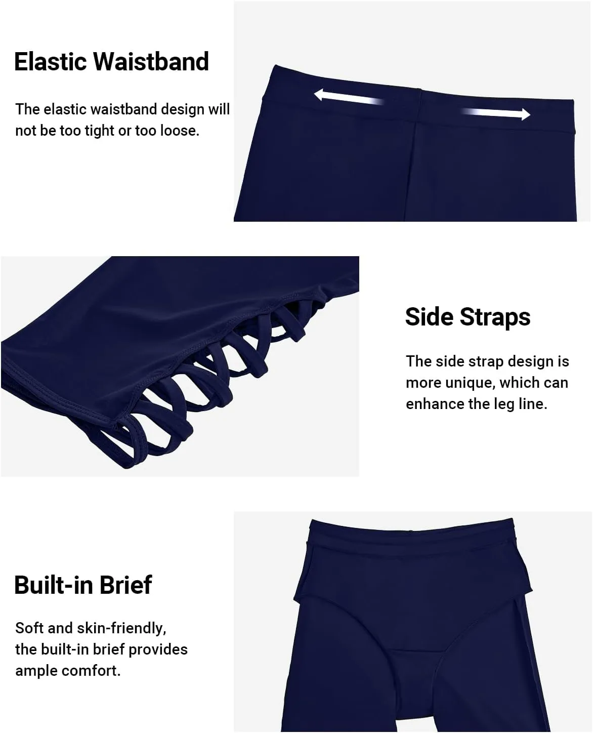 Holipick Plus Size Swim Pants for Women Swim Capris High Waisted Swim Leggings UPF 50  Long Swim Shorts