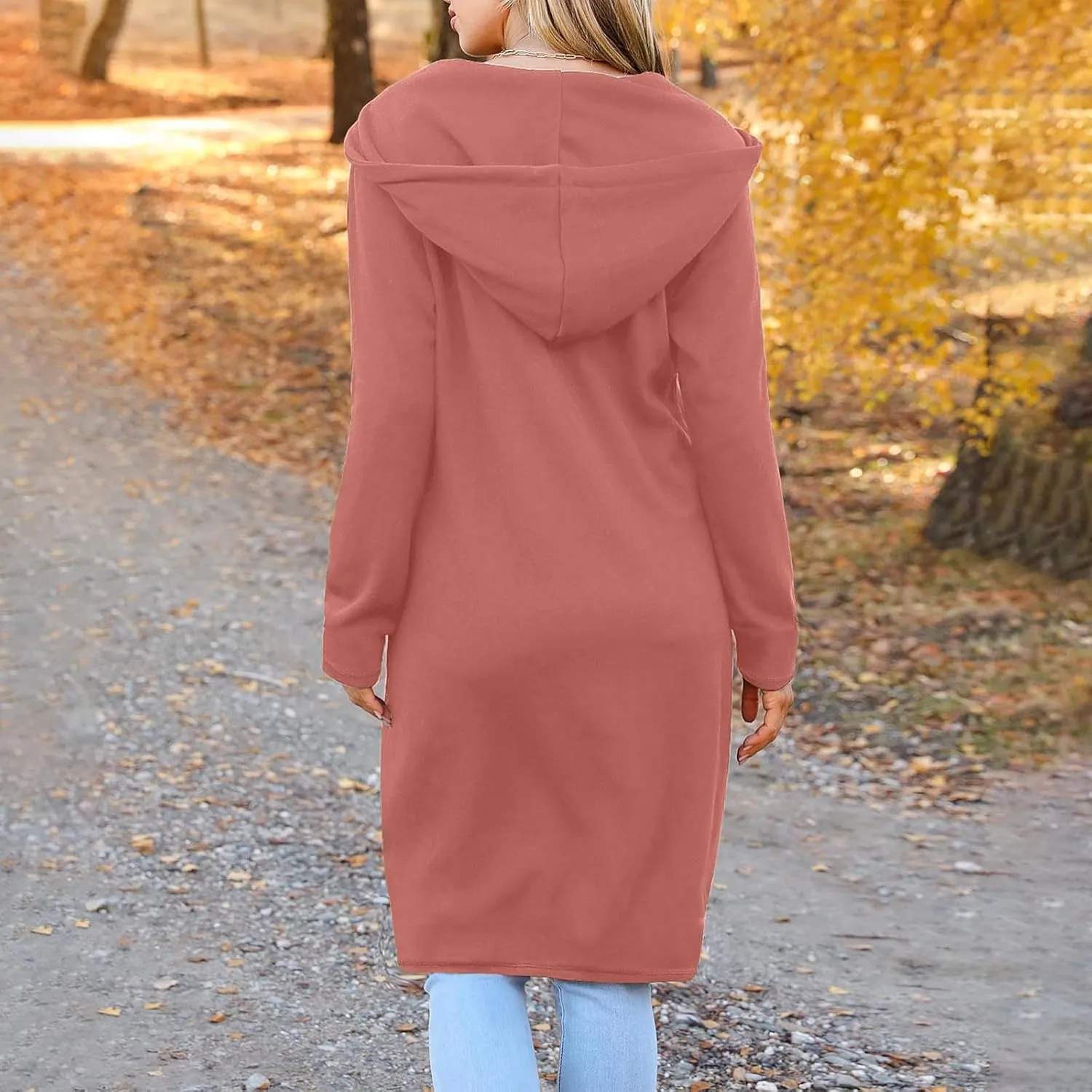 Hoodies for Women Fall Fashion Sweatshirts Casual Lightweight Long Zipper Oversized Full Zip Up Jacket with Pockets
