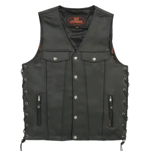 Hot Leathers VSM1038 Mens Black 'Conceal and Carry' Leather Vest with Side Lace