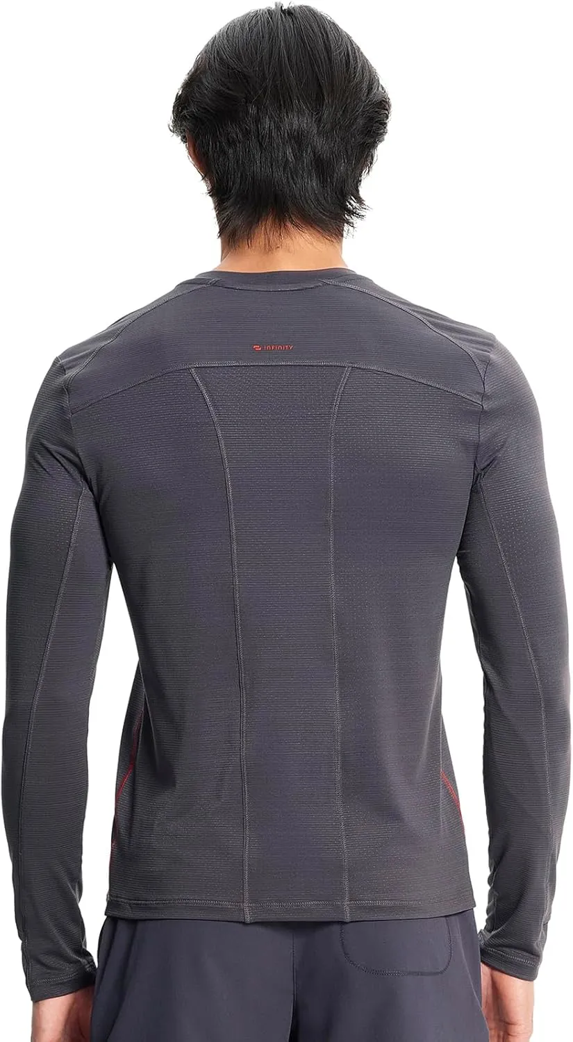 Infinity Cherokee Men's Long Sleeve Underscrub Round Neck Top with Long Sleeves, Contrast Stitching On Side Seams IN608