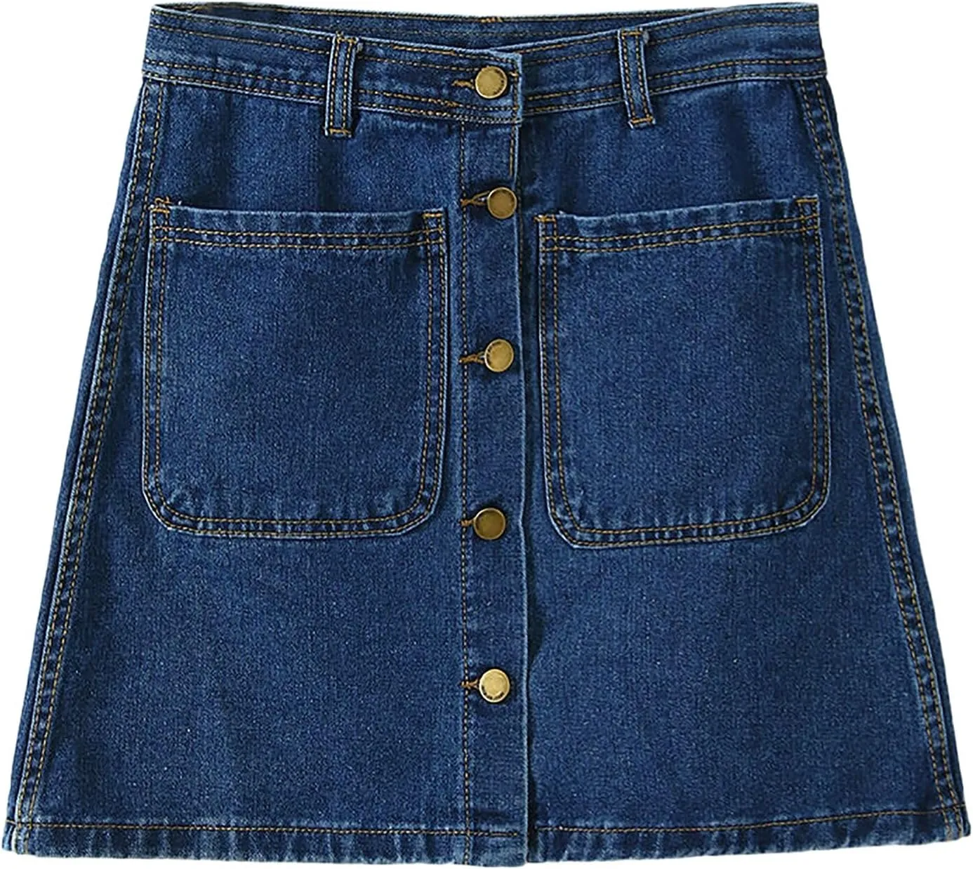 Jean Skirts for Women Denim High Waisted Trendy Stretchy Mini Button Front Short Pencil Skirt with Patch Pockets