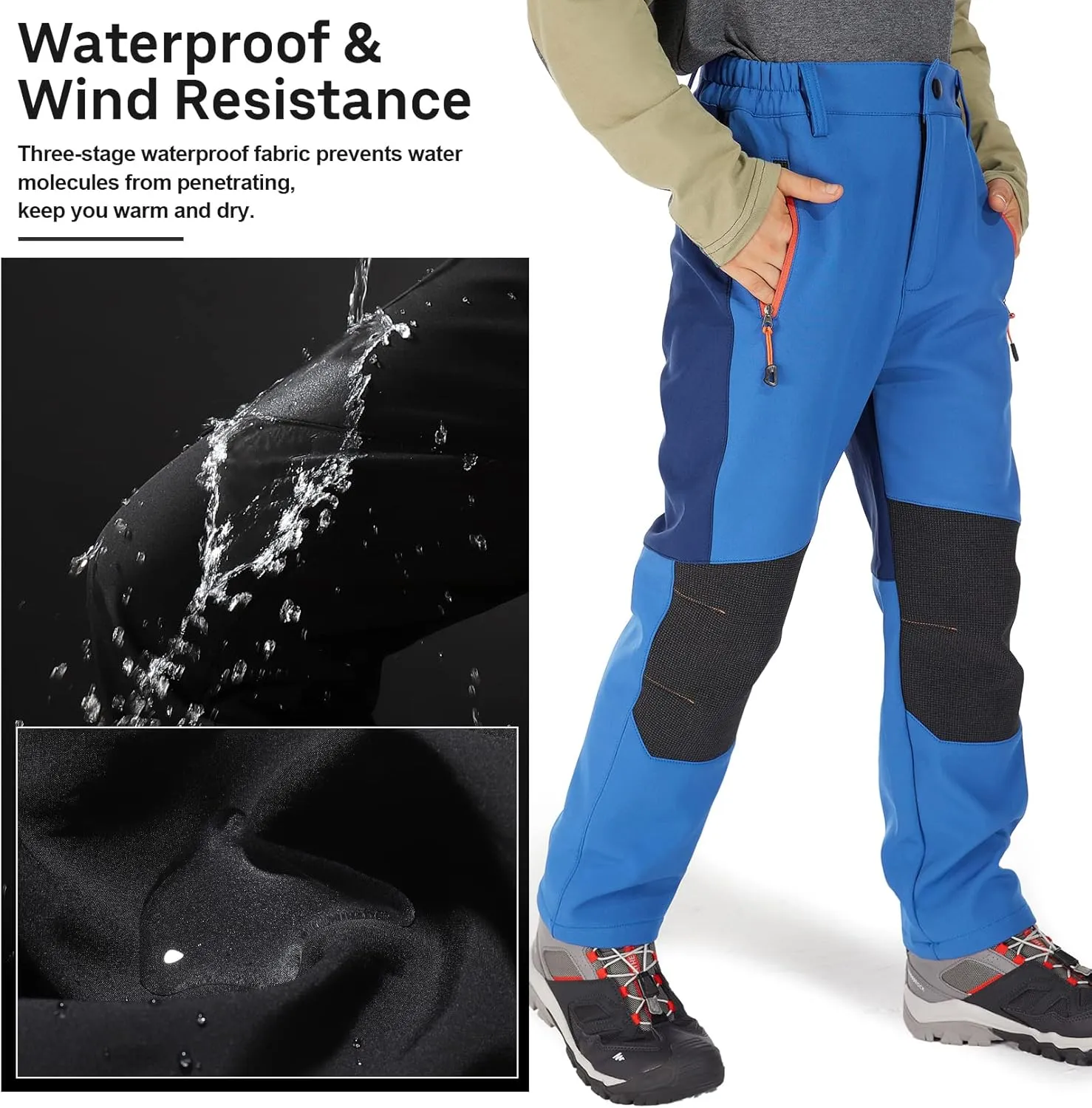 Jessie Kidden Kids Boys Girls Youth Waterproof Hiking Ski Snow Pants Elastic Waist Warm Insulated Pants
