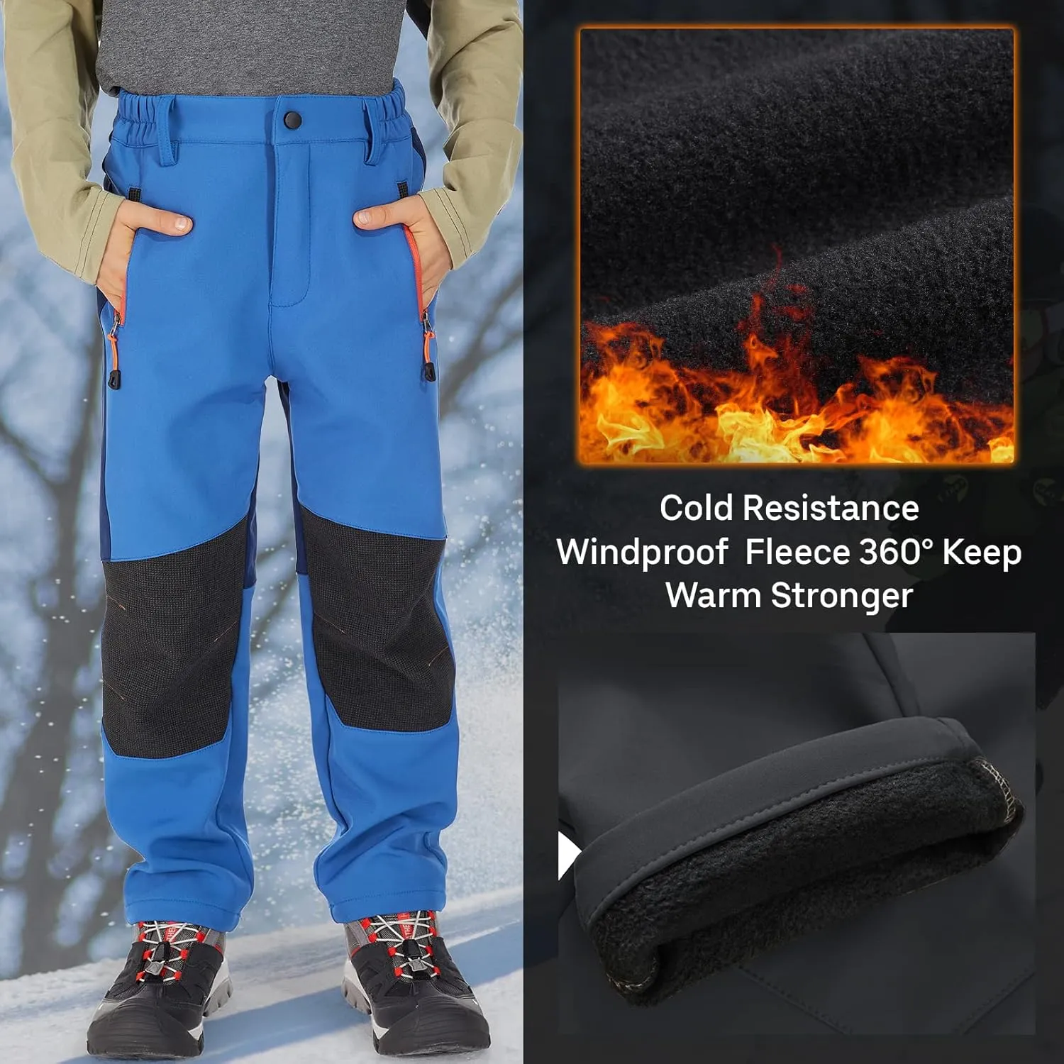 Jessie Kidden Kids Boys Girls Youth Waterproof Hiking Ski Snow Pants Elastic Waist Warm Insulated Pants