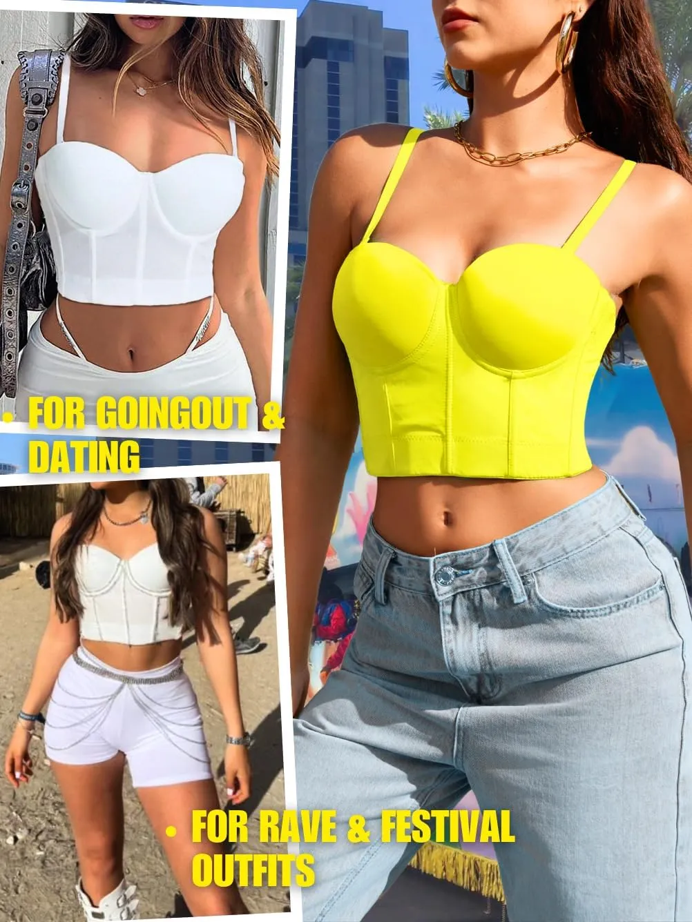 Kaei&Shi Underwire Corset Tops For Women Going Out,Sexy Backless Club Bustier Crop Top Casual
